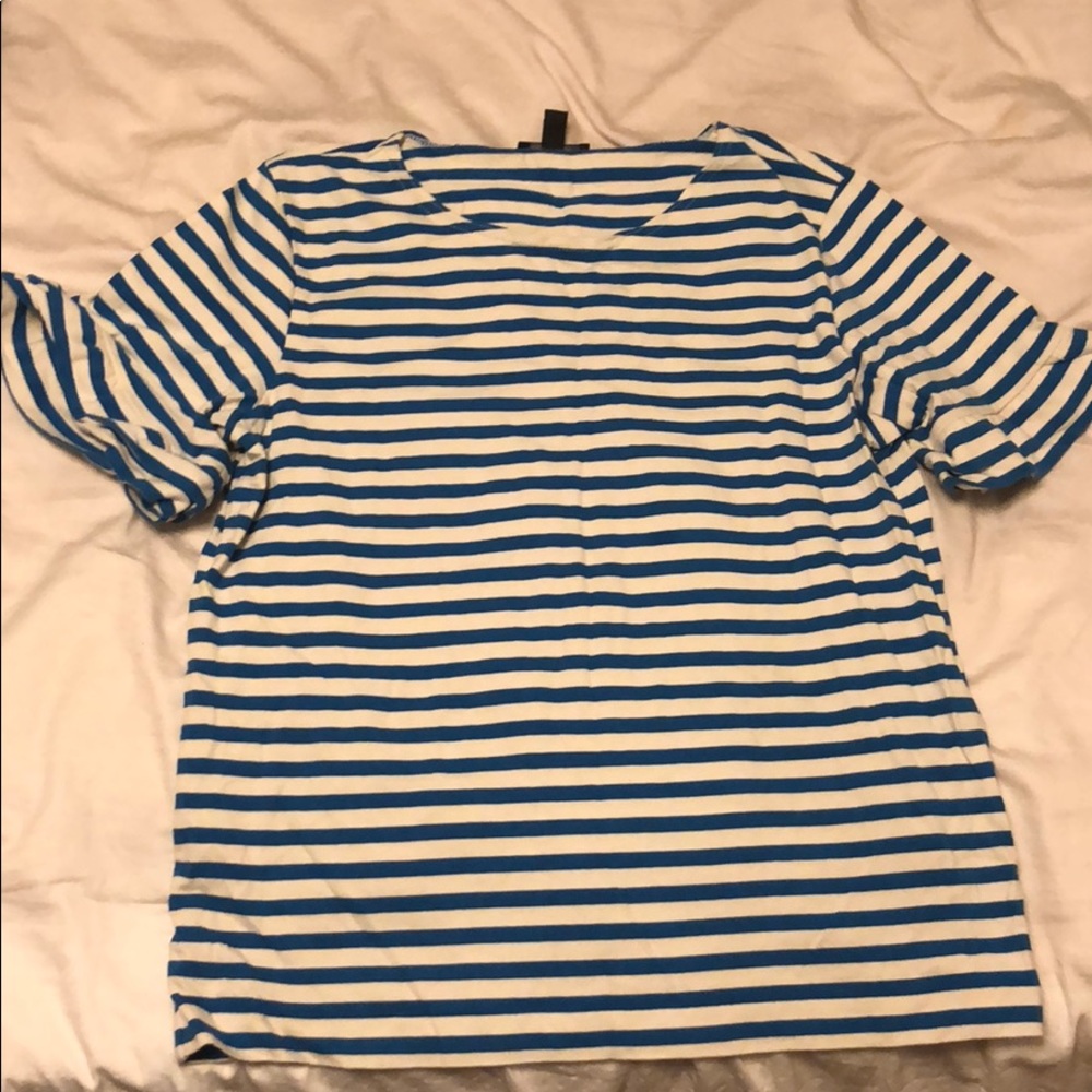 J. Crew Striped ruffle sleeve tee